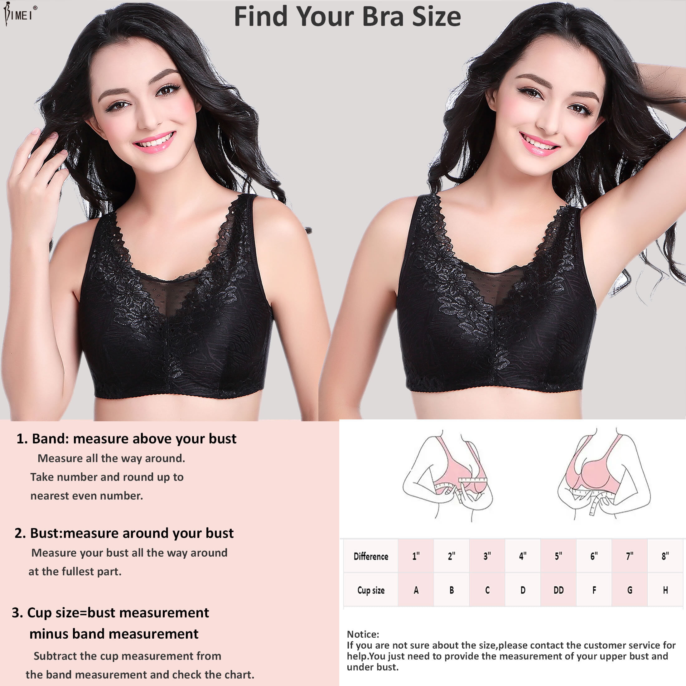 BIMEI Mastectomy Bra with Pockets for Breast Prosthesis Women Everyday Lace  Bra 8708,Black,38C 
