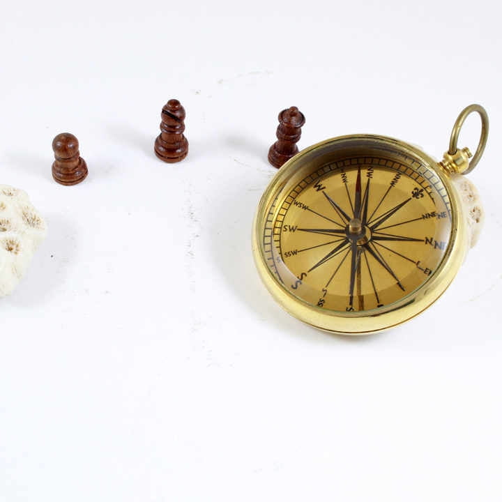 Brass Nautical Magnetic Pocket Compass Engraved Back Design with Protective Leather Case Vintage Maritime Gift & Collectible