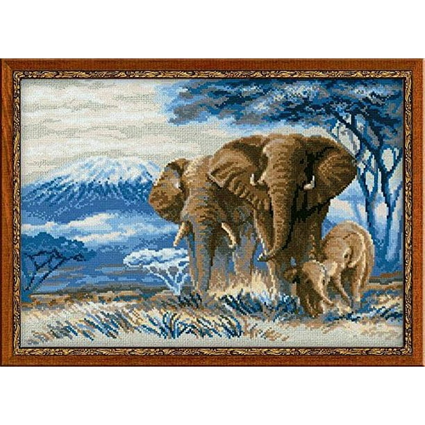 Elephants In The Savannah Counted Cross Stitch Kit15.75"X11.75" 14