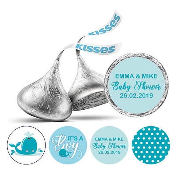 Darling Souvenir 190 Pcs Light Blue Baby Boy Chocolate Favor Stickers - Mini Candy Wrappers & Labels for Baby Shower, Sprinkle Party Decor
