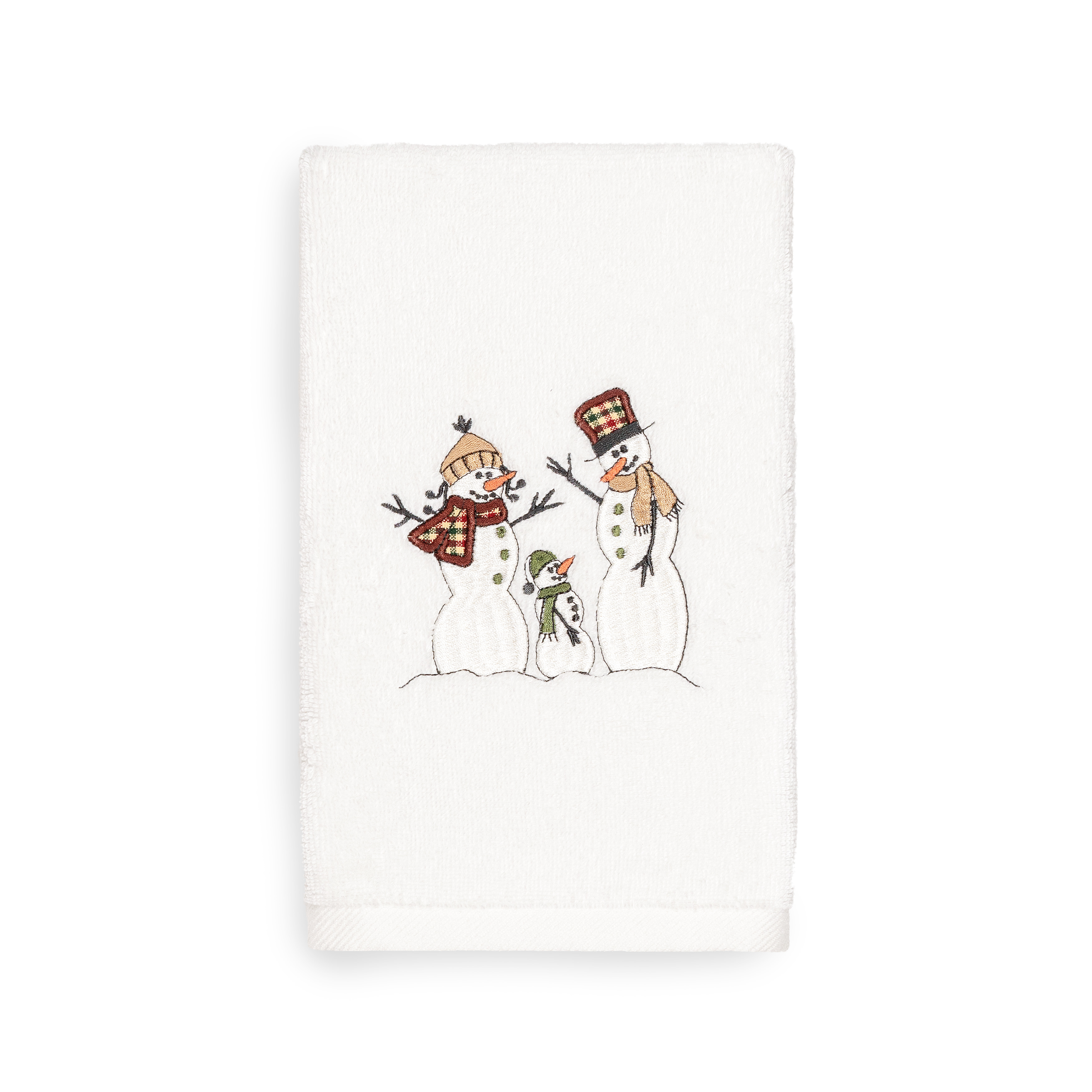 Linum Home Christmas Snow Family Embroidered White Turkish Cotton Hand Towel - image 2 of 2