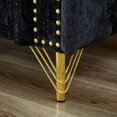 thumbnail image 5 of 5-Seat Classic Chesterfield Chenille Sofa Set with Copper Nail Decoration Armrest , Buttons Tufted Upholstered Couch with Golden Metal Legs & Pillows for Living Room, Black, 5 of 9