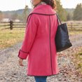 thumbnail image 5 of Riecok Womens Pea Coats Long Sleeve Button down Jackets Lapel Collar Overcoat Warm Casual Winter Outerwear L, 5 of 6
