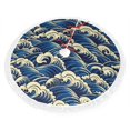 thumbnail image 2 of Christmas Tree Skirt, Japanese Water Wave Christmas Tree Decorations Indoor, Tree Skirts Mat With Tassel Trim for Halloween New Year Holiday Christmas Party Decor 36 Inches, 2 of 7