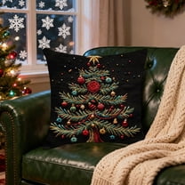 Hometravel Linen Christmas Pillow Cover, Imitation Embroidery Print Design, Decorative Sofa Cushion Case for Living Room, Seasonal Home Decor