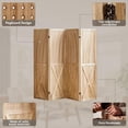 thumbnail image 5 of Wooden Pegboard Display with Hooks and Shelf, Rustic Room Divider Wall and Folding Privacy Screen for Bedroom, Jewelry Store, 5 of 18