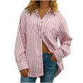 thumbnail image 5 of Sevevn Striped Button Down Shirts For Women Dress Shirts Long Sleeve Casual Collared Office Work Shirt With Pocket Summer Pink XL, 5 of 8