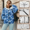 thumbnail image 6 of COEQINE Women's Fashion Hoodie Oversized Sweatshirts Paw Prints Bone Print Full Zipper Long Sleeve Jacket Y2K Heart Blue Pattern Casual Wear Fall Winter Outfits Tops with Pockets, S, 6 of 7