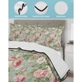 thumbnail image 3 of Quilts Queen Size Bedding Set, White Pink Flower Reversible Summer Quilt 3 Pieces, Shabby Chic Spring Vintage Leaf Green Lightweight Bedspreads Coverlets with 2 Pillow Shams for All Seasons, 3 of 5