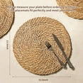 thumbnail image 6 of Round Woven Placemats Set of 6, 13.5 inch Boho Rattan Chargers for Dinner Plates, Rustic Wicker Place Mats, 6 of 7