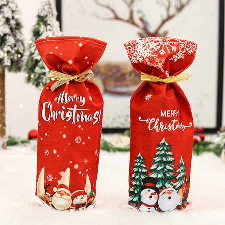 

TUTUnaumb 2022 Winter Christmas Christmas Wine Bag Wine Bottle Set Table Decoration Supplies Red Wine Bottle Bag Home Festival Decor Multicolor Clearance