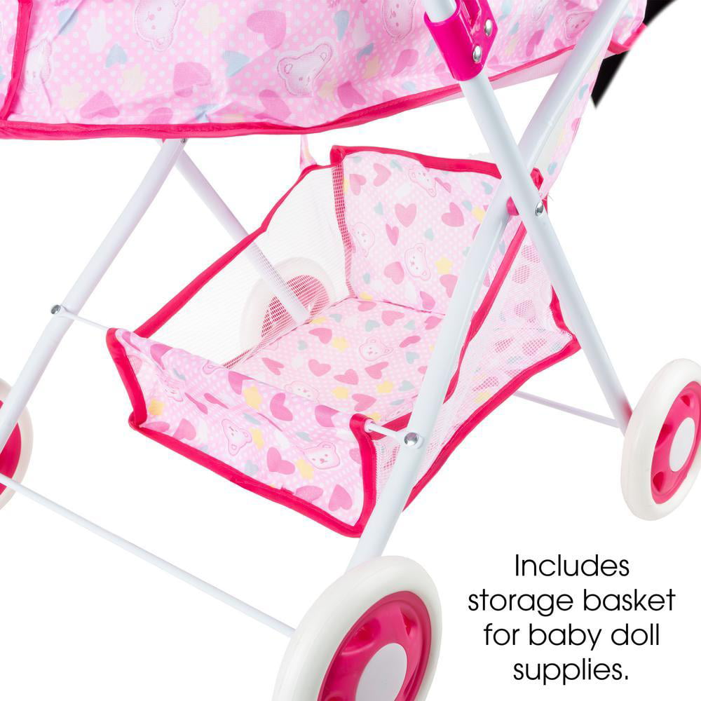 Deluxe Baby Doll Toy Pram with Diaper Bag - 0 - 0