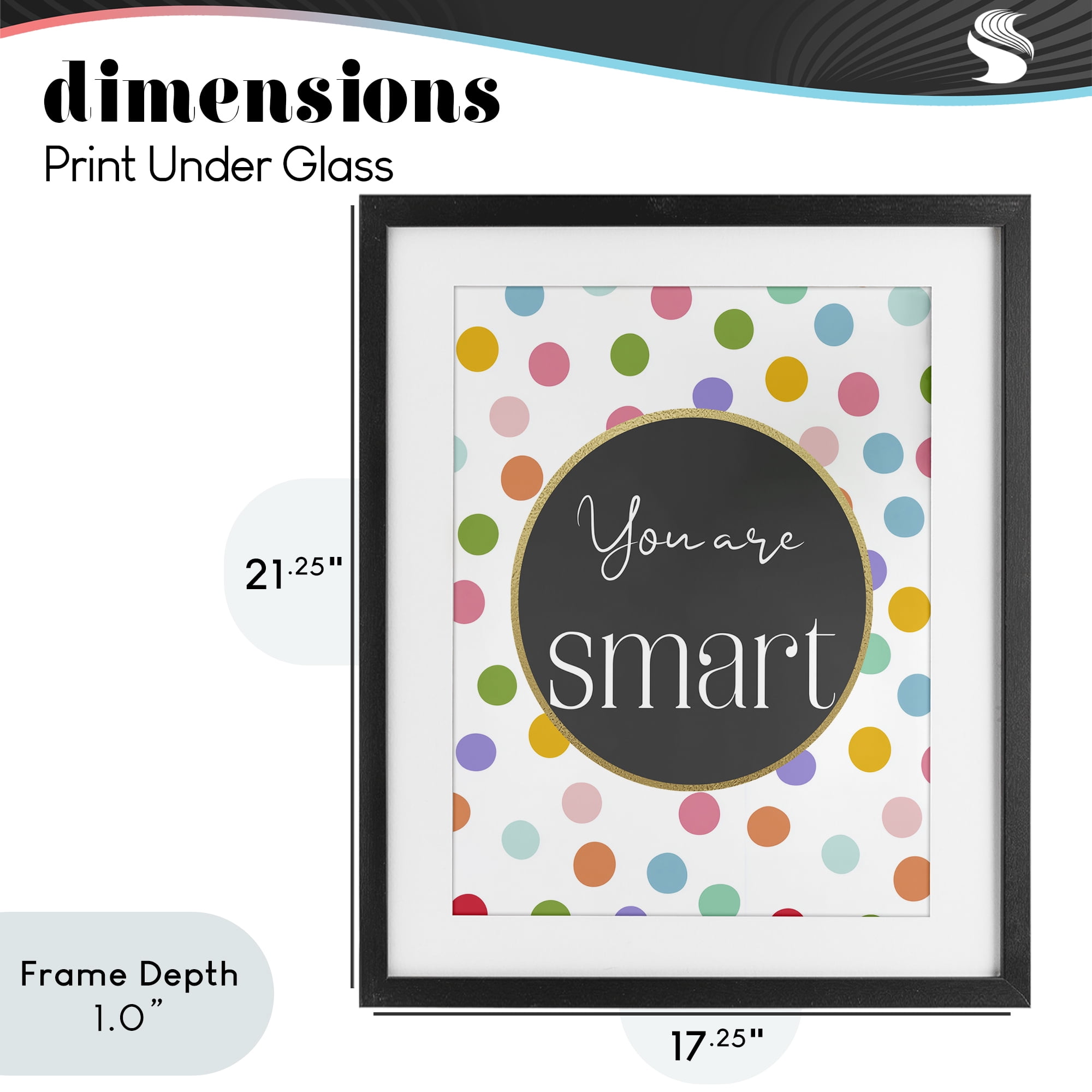 Stupell Industries You Are Smart Polka Dots Black Framed Print Under Glass, design by Christine Simpson Art