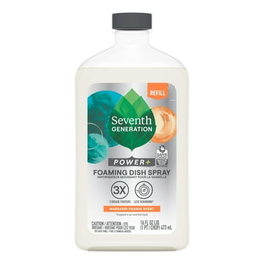 Seventh Generation Power  Foaming Dish Spray Dishwashing Liquid Soap Refill, Mandarin Orange Scent, 16 oz