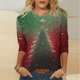 thumbnail image 2 of Camisetas de Navidad para Mujeres, 3/4 Manga Cuello Redondo Blusa con Estampado de Vacaciones, Top de Moda Casual, 2 of 9