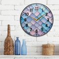 thumbnail image 3 of Yayeee Wall Clock Battery Operated 9.5" Silent Quartz Non-Ticking for Living Room Decor, Purple Art Pattern, 3 of 8