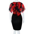 thumbnail image 6 of Women's Casual Tennis Dress Fashion Rose Print Chiffon O Neck Ruffles Dress for Everyday Wear Red XXL, 6 of 6