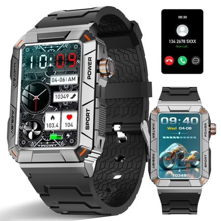 VOPOCO MT88 Rugged Smartwatch Big Screen HD Smart Watch for Men IP67 Waterproof Outdoor Watch Compatible with iOS Android, 1pc