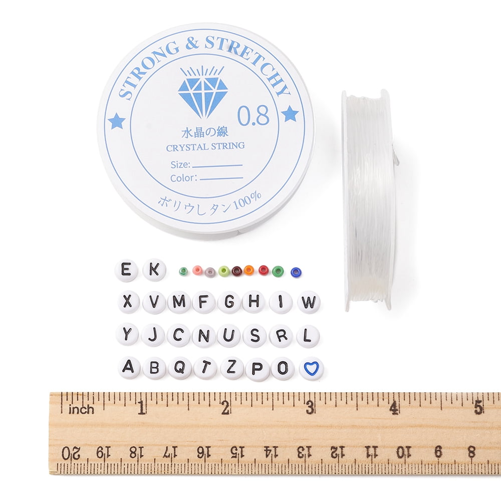 1Set DIY Word Bracelet Making Kit Including Glass Seed Round & Letter Acrylic Beads Elastic Thread