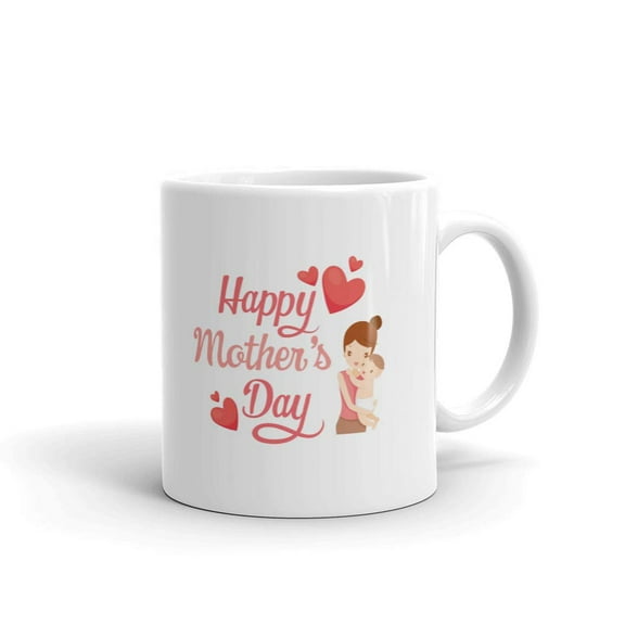 Happy Motherâ€™s Day Mom Holding Baby Hearts Coffee Tea Ceramic Mug Office Work Cup Gift 11 oz