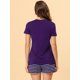 thumbnail image 3 of Pijama para mujer, tops y pantalones cortos elásticos, cuello en V, ropa de dormir, 2 piezas, conjuntos de salón, color morado medio, 3 of 6