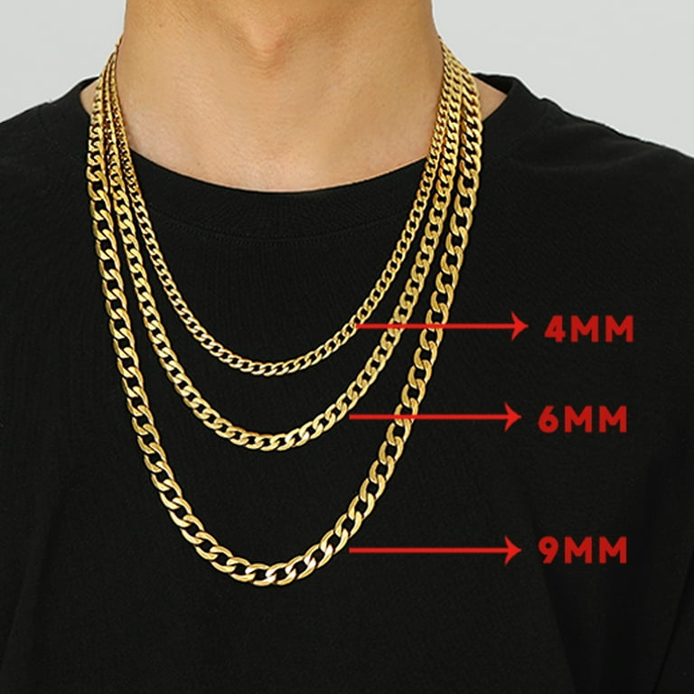 Suplight 4mm Cuban Curb Chain For Men Silver Stainless Steel 22