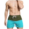 thumbnail image 2 of Swim Shorts for Men Mens Trunks Ndbuld Man Solid-Color Splicing Casual Sports Quick Drying Pocket Drawstring Shorts Beach-Pants Green XL, 2 of 5