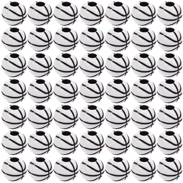 WHAMVOX 100 Pcs Perles de Sport pour Bracelets et Colliers Forme Ronde Blanche Acrylique Diy