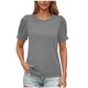 thumbnail image 1 of Camisas de Manga Corta para las Mujeres Casual Color Sólido Cuello Redondo Blusa, Poliéster Ligero Primavera Y Verano Superior, 1 of 6