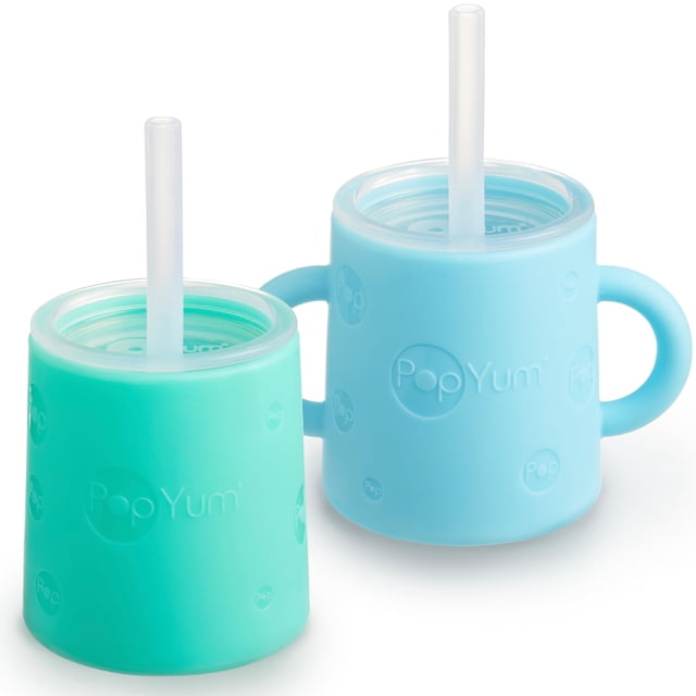 Vasos de Entrenamiento PopYum PSC334 de Silicona con Pajilla 160ml Paquete de 2