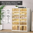 thumbnail image 4 of - Foldable Shoe Rack Organizer for Closet Pairs Collapsible Plastic Shoe Shelf Large Shoes Cabinet with Door Clear Stackable Storage Box Easy Assembly, 4 of 8
