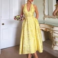 thumbnail image 5 of Retro embossed floral V-neck sleeveless maxi dress, 5 of 5