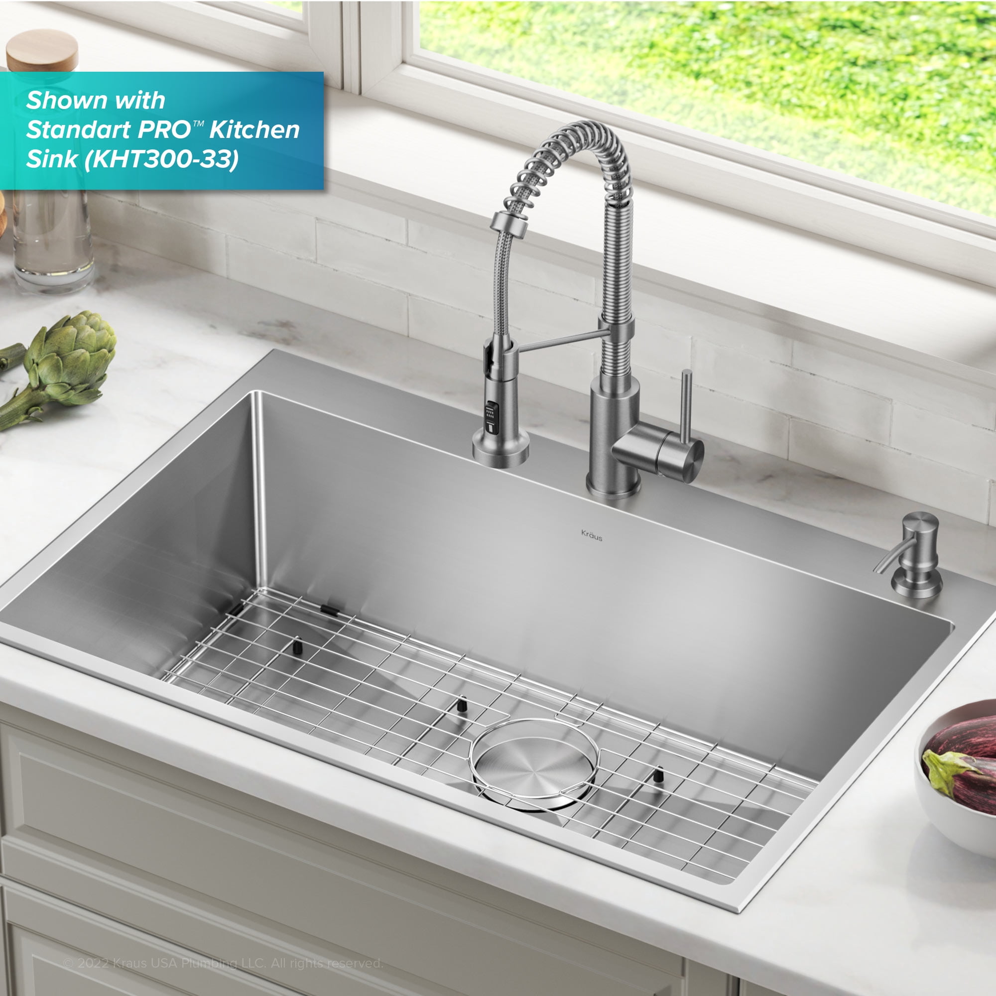 Kraus Brass Kitchen Soap and Lotion Dispenser in Spot-Free Stainless Steel