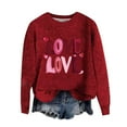 thumbnail image 5 of ClodeEU Women's Valentine's Day Love Print Sweater ,Long Sleeve Round Neck Loose Knit Tops Red,Womens Plus L, 5 of 7