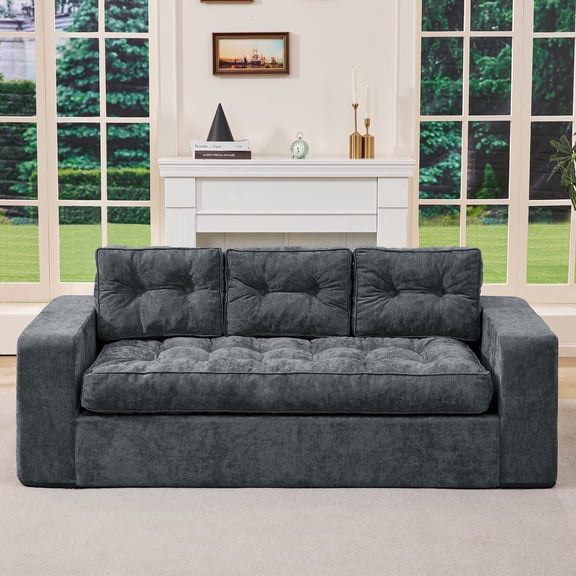 3-Seater Sofa Boneless Couch with Tufted Button Design 2 in 1 Comfy Cloud Couch Oversized Sofa for Living Room Bedroom Apartment or Office
