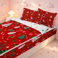 thumbnail image 3 of Manfei Festive Christmas Tree Zipper Twin Comforter Sets with Fitted Sheet and 2 Pillowcases,Traditional Snowflake Pine Branch Zipper Bedding Set,Red,Christmas Reversible,4pcs, 3 of 8