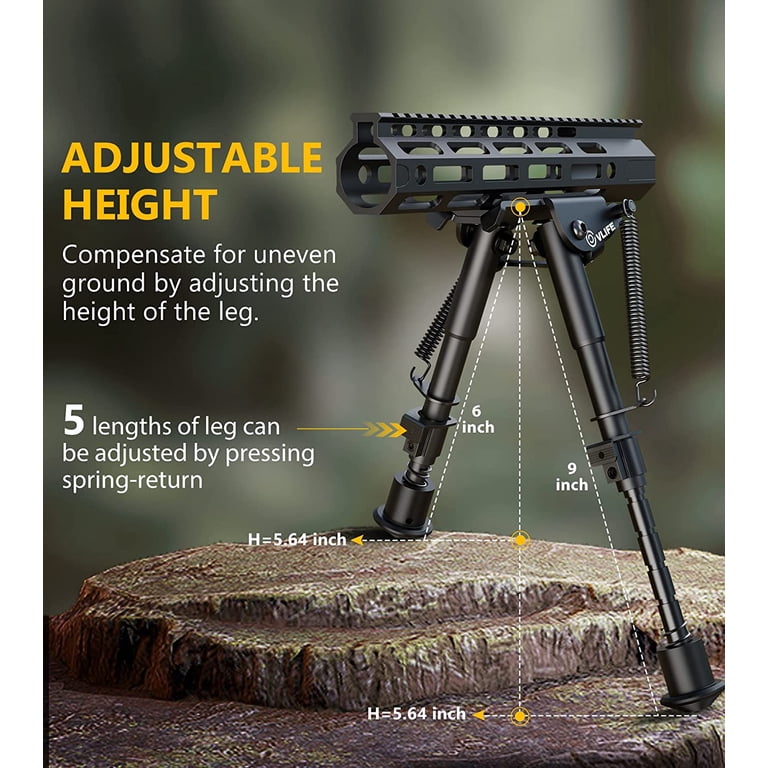 Adjustable M-LOK Rifle Bipod 7.5-9 Inch - Lightweight Aluminum Hunting Bipod W/ Quick Detach