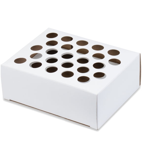 25 Place, 16mm Coated Cardboard Test Tube Rack, White, Karter Scientific 116F2 (Case 50)