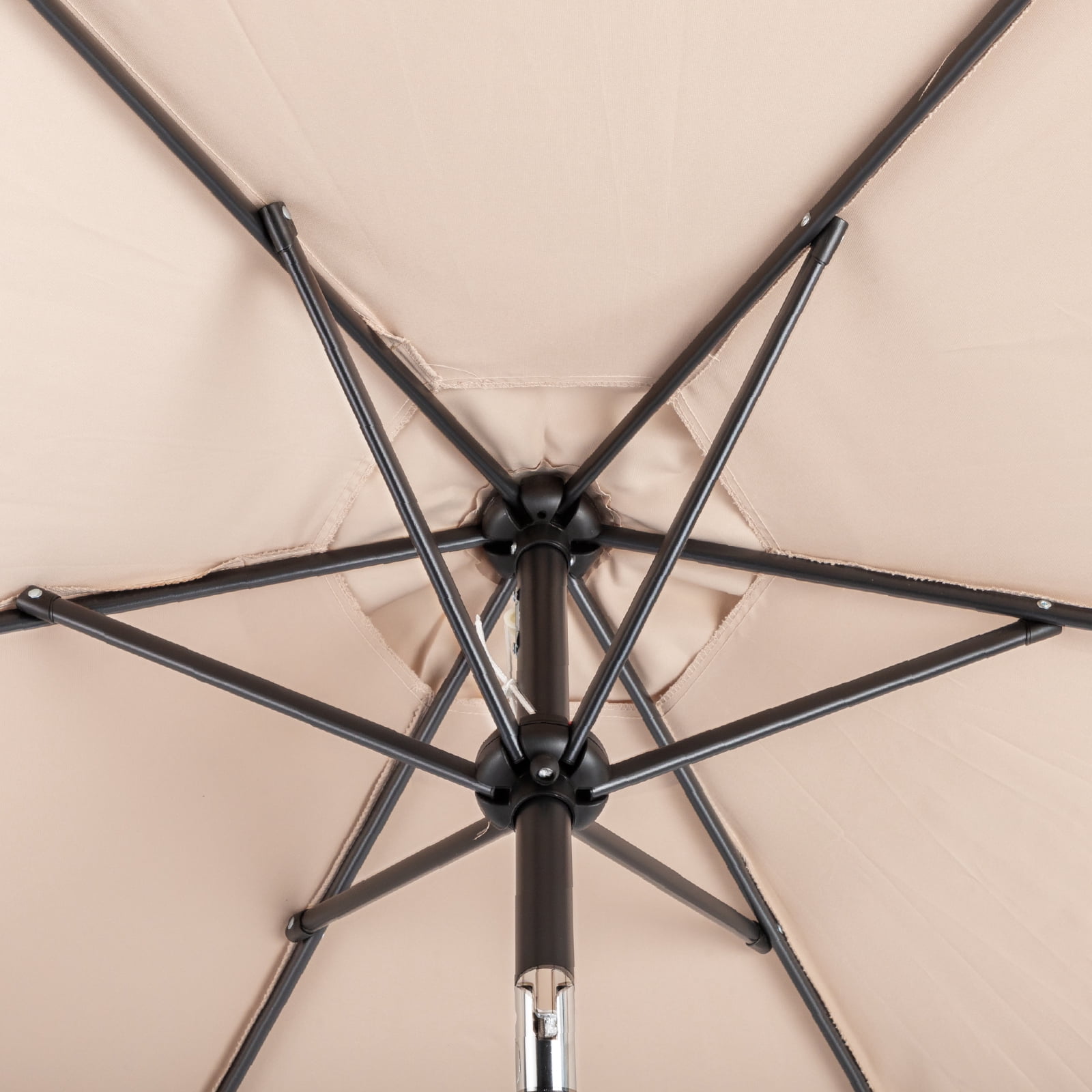 9ft Patio Umbrella, Beige Solution-Dyed Polyester Canopy with UPF 50+ Sun Protection, Crank Tilt & Wind Resistance