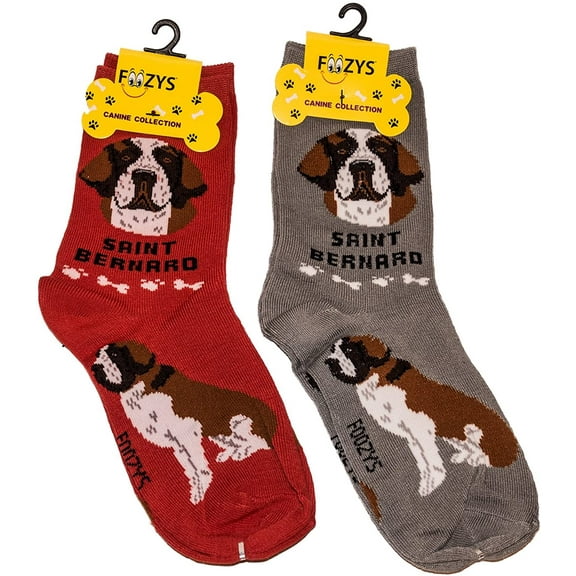 Foozys Unisex Crew Socks | Canine/Dog Collection | Saint Bernard
