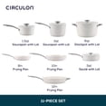 thumbnail image 2 of Circulon Halo with LaserDefense 11pcs Ceramic Nonstick Cookware Set, Dishwasher Safe, Induction and Oven Safe to 500°F, Pearl White, 2 of 7