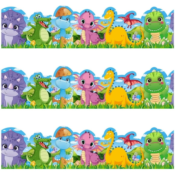 Tablón de anuncios con borde de dinosaurio OUNENO de 72 pies para aula
