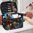 thumbnail image 5 of HELLHERO 8.86 x 6.5 x 5.9 Inches Portable Cosmetic Makeup Bag Hand-Held Skull Music Design Women Travel Makeup Bag Organizer Light with Slip-in Pockets Gifts, 5 of 6