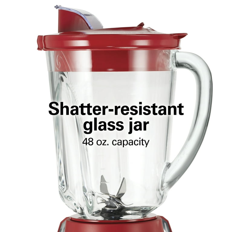 Hamilton Beach Wave Action Quiet Blender, 48 oz. Glass Jar, 12 Blending Functions, Red, New, 53531f