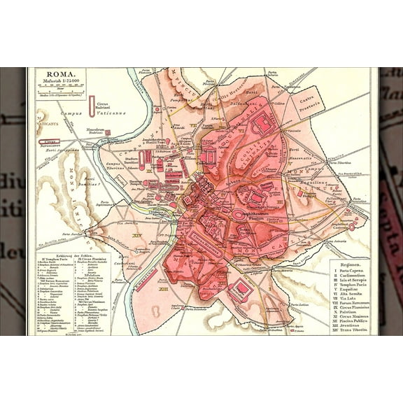 24"x36" Gallery Poster, Map of Rome during Antiquity