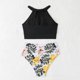 thumbnail image 4 of Traje de Baño de Bikini de Mujer Dividido Cintura Alta Vientre Que Cubre Dos Piezas Set Deportivo, Cojín de Pecho para Piscina de Playa Y Vacaciones, 4 of 9