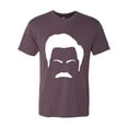 thumbnail image 2 of Wild Bobby, White Parks and Rec Fans Ron Swanson Mustache Face Silhouette, Pop Culture, Men Premium Tri Blend Tee, Vintage Purple, X-Large, 2 of 4