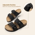 thumbnail image 2 of DREAM PAIRS Women’s Slide Sandals with Genuine Leather Footbed Adjustable Double Buckle Slip-On Flat Sandals with Arch Support, 2 of 7