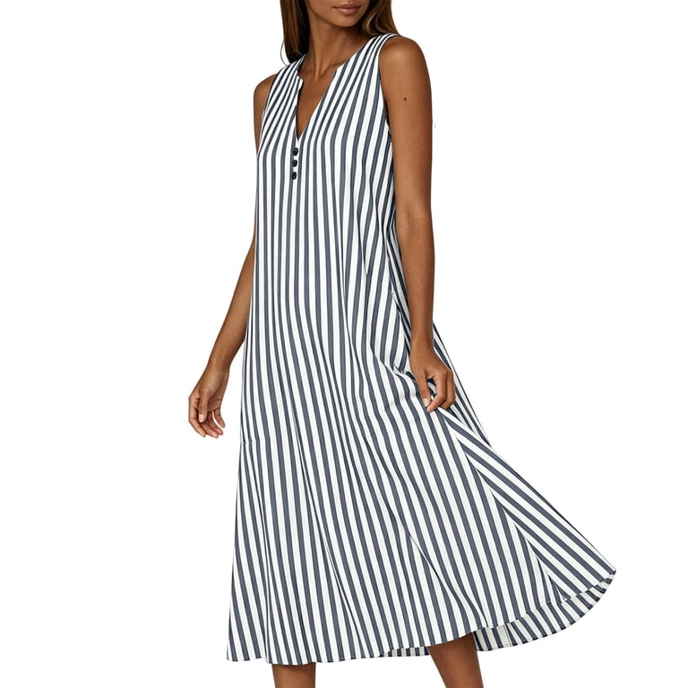 vertical striped midi dress Penny