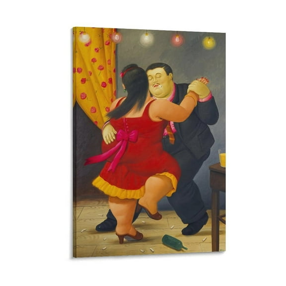 Fernando Botero Couple Dancing Paintings Wall Art Poster Wall Art Picture Painting Poster Canvas Print Posters Artworks Bedroom Living Room Decor 08x12inch(20x30cm)